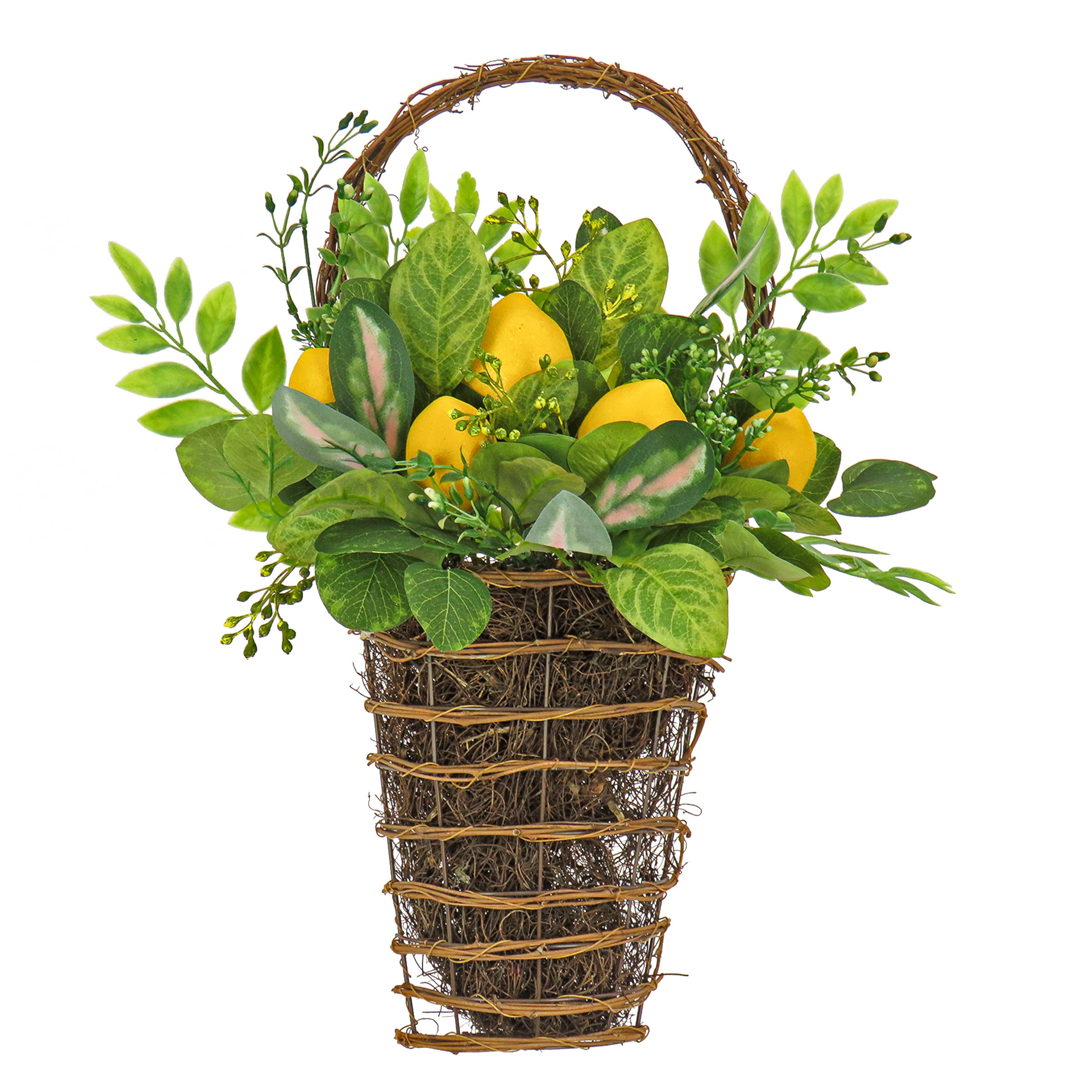 National Tree Company 21" Leafy Greens and Lemons Wall Basket Wayfair